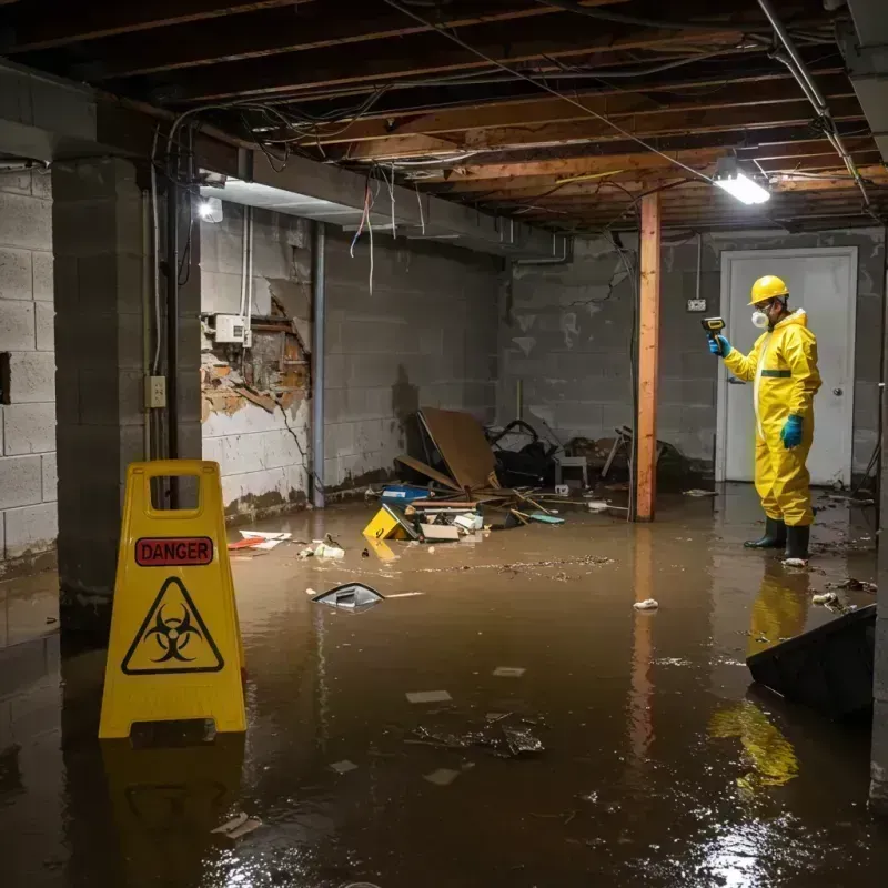 Flooded Basement Electrical Hazard in Caseyville, IL Property